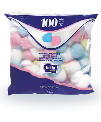 BELLA Шарики ватные BELLA COTTON цветные 100шт