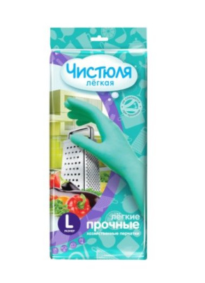 Чистюля Легкая перчатки хозяйственные легкие прочные размер L 1 шт 