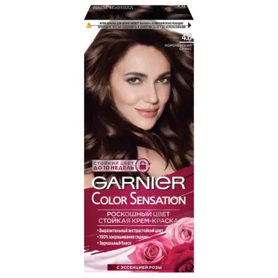 Garnier Color Sensation стойкая крем краска для волос оттенок 4.0 королевский оникс 