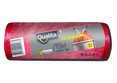 Qualita пакеты для мусора 35 л 15 шт с затяжками 