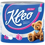 Kleo ultra туалетная бумага 3 слойная 4 рулона белая