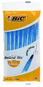 BIC Ручка Раунд Стик, средняя линия, син, (пак. 8шт)