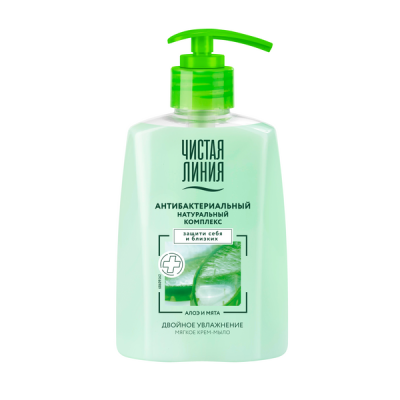 Чистая Линия мягкое крем мыло двойное увлажнение антибактериальный натуральный комплекс алоэ и мята 250 мл 