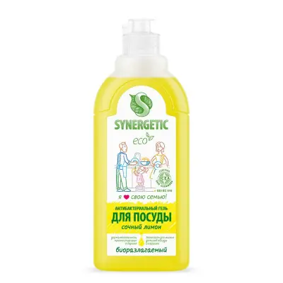 Synergetic гель для мытья посуды сочный лимон 0,5 л 