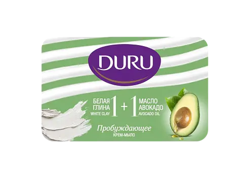 Duru 1+1 туалетное крем мыло белая глина и масло авокадо 80 г
