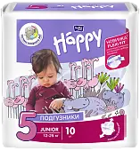 Подгузники для детей BELLA Happy 10 шт, вес 12-25 кг (5 мес)