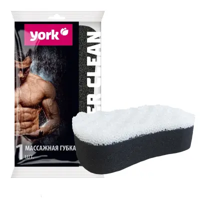 York губка для тела массажная black & white 