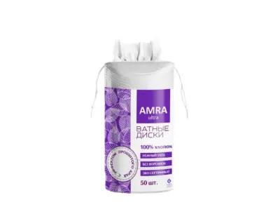 Amra ватные диски 50 шт с прошитым краем 