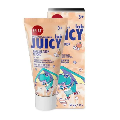 Juicy lab зубная паста детская без фтора маршмеллоу персик 55 мл 