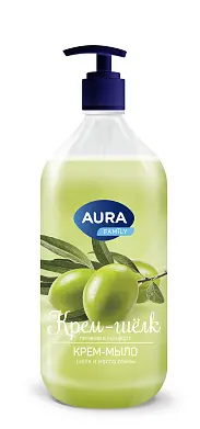 Aura крем мыло шёлк имасло оливы new флакон дозатор 1000 мл