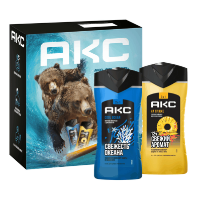 Акс на пляже океана подарочный набор для мужчин парфюмированный очищающий гели для душа 250+250 мл мл 