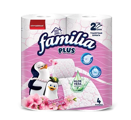 Familia Plus туалетная бумага весенний цвет двухслойная 4 шт