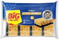 BIG City губки кухонные крупнопористые ultra 4 шт 10шт/ящ