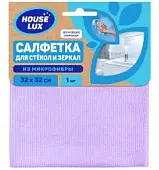 House Lux №1 салфетка для стекол и зеркал 32*32 из микрофибры