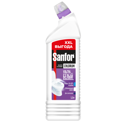 Sanfor Chlorum для сантехники чистота и гигиена ультра белый 1500 мл 