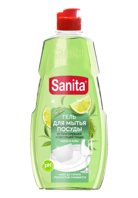 Sanita гель для мытья посуды матча и лайм 450 г 