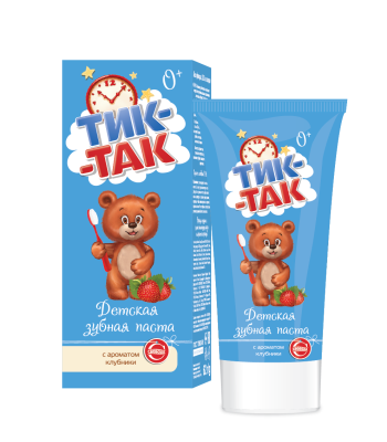 Тик-Так зубная паста 0+ с ароматом клубники детская 62 г 
