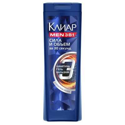 Клиар men 3 в1 шампунь объем и сила 400 мл 