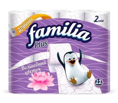 Familia Plus туалетная бумага Магический цветок белая двухслойная 12шт 