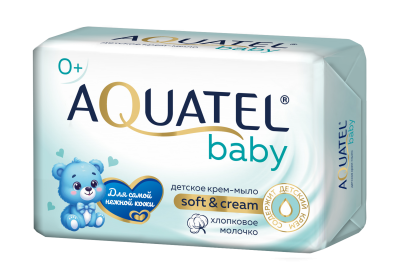 Aquatel baby крем мыло твердое хлопковое молочко 90 г 