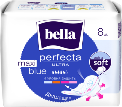 BELLA Прокладки супертонкие PERFECTA ULTRA MAXI BLUE, 8шт NEW 