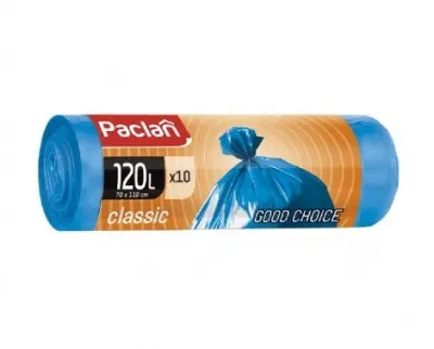Paclan мешки для мусора голубые 120л 10шт 