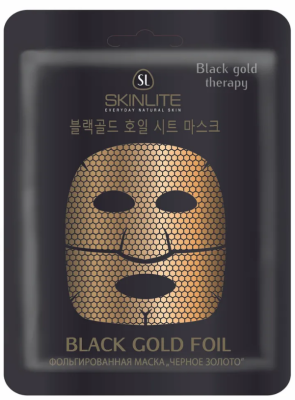 Skinlite фольгированная маска черное золото 