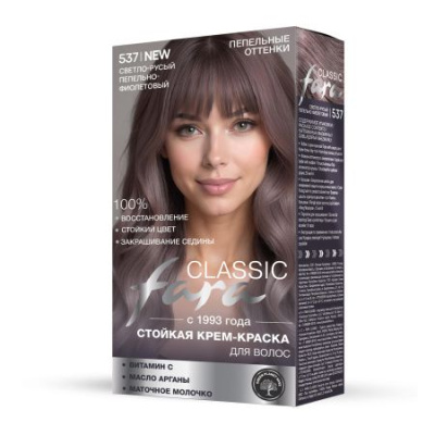 Fara Classic стойкая крем краска для волос 537 светло русый пепельно фиолетовый 8.165 