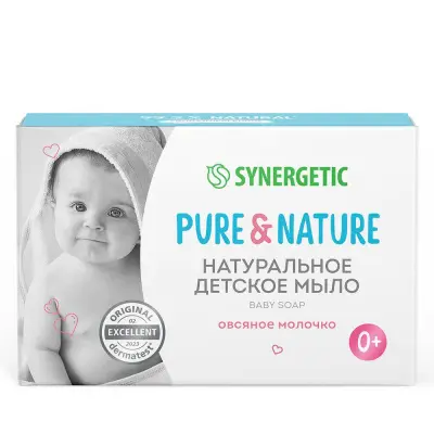 Synergetic натуральное детское мыло овсяное молочко 90 гр 