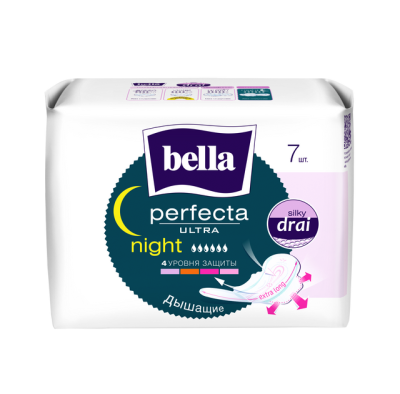 BELLA Прокладки супертонкие PERFECTA ULTRA NIGHT silky drai, 7шт 