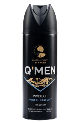 Q'men антиперспирант мужской невидимый c экстрактом льняного семени и маслом черного тмина, 200 мл 