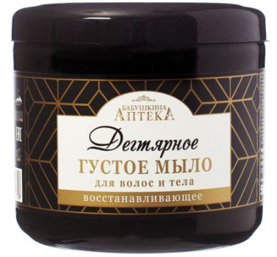 Бабушкина Аптека густое мыло для волос и тела дегтярное 500 мл 