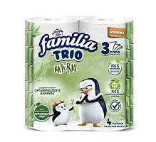 Familia Trio Natural туалетная бумага белая трёхслойная 4 шт