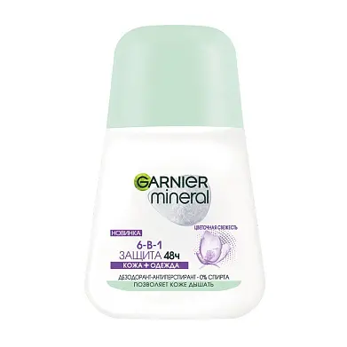 Garnier дезодорант антиперспирант роликовый для тела 6-в-1 защита 48 ч женский 50 мл