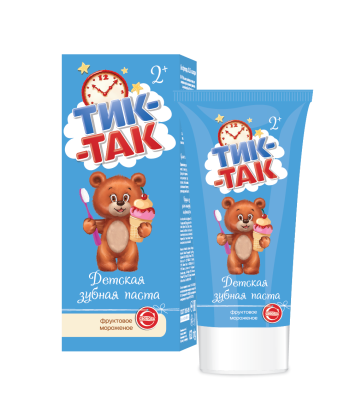 Тик-Так зубная паста фруктовое мороженое 2+ 62 г 