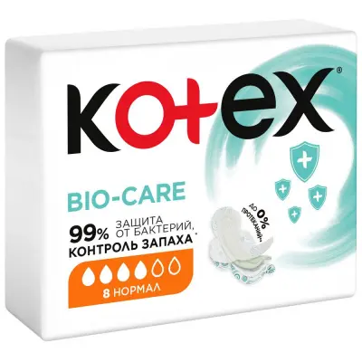 Kotex прокладки гигиенические био кэа нормал 8 шт 