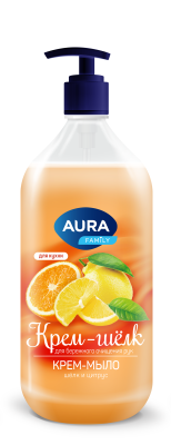 Aura family крем мыло шёлк и цитрус new флакон дозатор 1000 мл 
