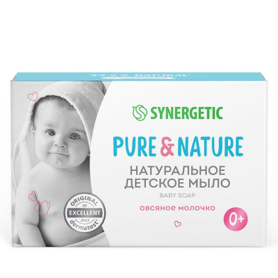 Synergetic натуральное детское мыло овсяное молочко 90 гр 