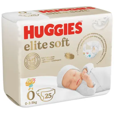 Huggies Soft подгузники для новорожденных до 3,5 кг 0+ размер 25 шт 