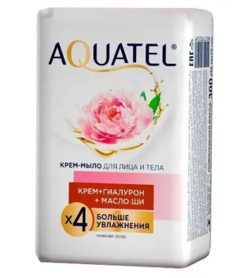 Aquatel крем мыло твердое нежная роза 4*75 г 300 г 