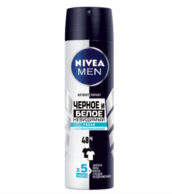 NIVEA део спрей мужской fresh невидимый для черного и белого 150 мл 