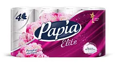 Papia elite paradiso fiori туалетная бумага белая с рисунком четырёхслойная 8 шт
