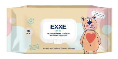 Exxe baby серия 0+ влажные салфетки для детей 100 штук 