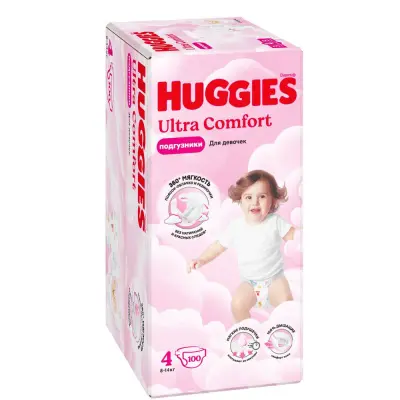 Huggies ultra comfort 4 8-14 кг подгузники 100 шт для девочек 
