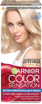 Garnier Color Sensation стойкая крем краска для волос оттенок 111 ультра блонд платиновый 