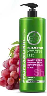 Evi Professional шампунь Кератиновое выпрямление для непослушных волос 1000мл 