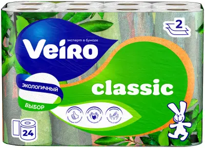 Veiro туалетная бумага 2 х слойная белая 24 шт 
