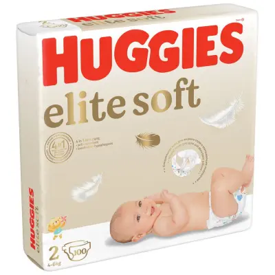 Huggies Soft подгузники для новорожденных 4-6 кг 2 размер 100 шт 