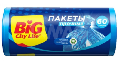 BIG City Пакеты для мусора HD 60*79см 60л  синие 50 шт 