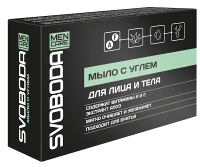 SVOBODA MEN CARE туалетное мыло твердое с углем 100 г 